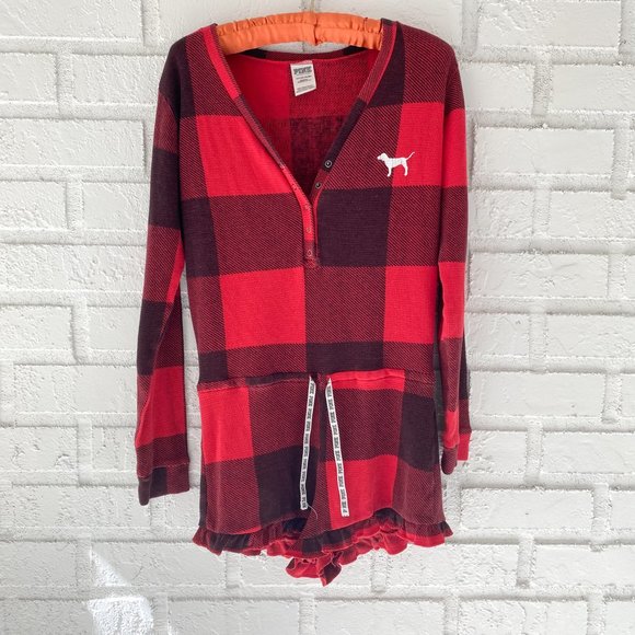 VS PINK | Sleepwear Romper Red Black Small - Picture 1 of 5